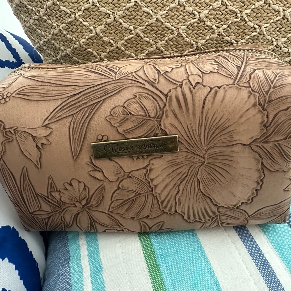 Revive Vintage Vegan Tan with Brown Embossed Floral Patterned Women’s Bag